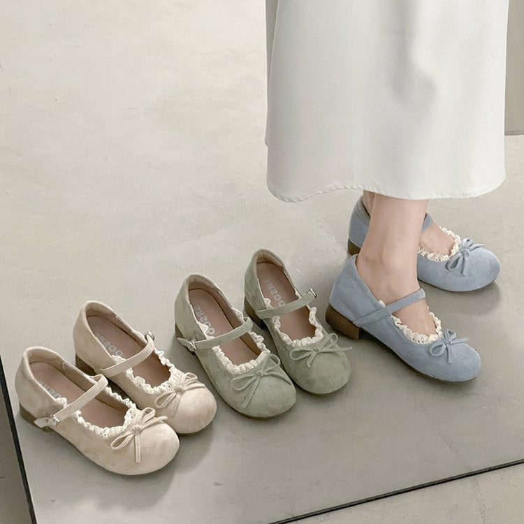 Damen elegante Mary Jane Ballerinas mit modischer Schleifenverzierung EB