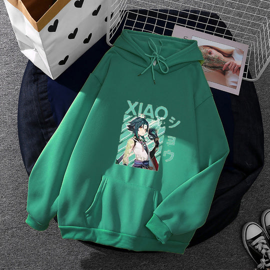 Damen nan weicher Oversize-Kapuzenpullover mit kawaii Pilzfrosch-Print, Kängurutasche und gerippten Bündchen EB