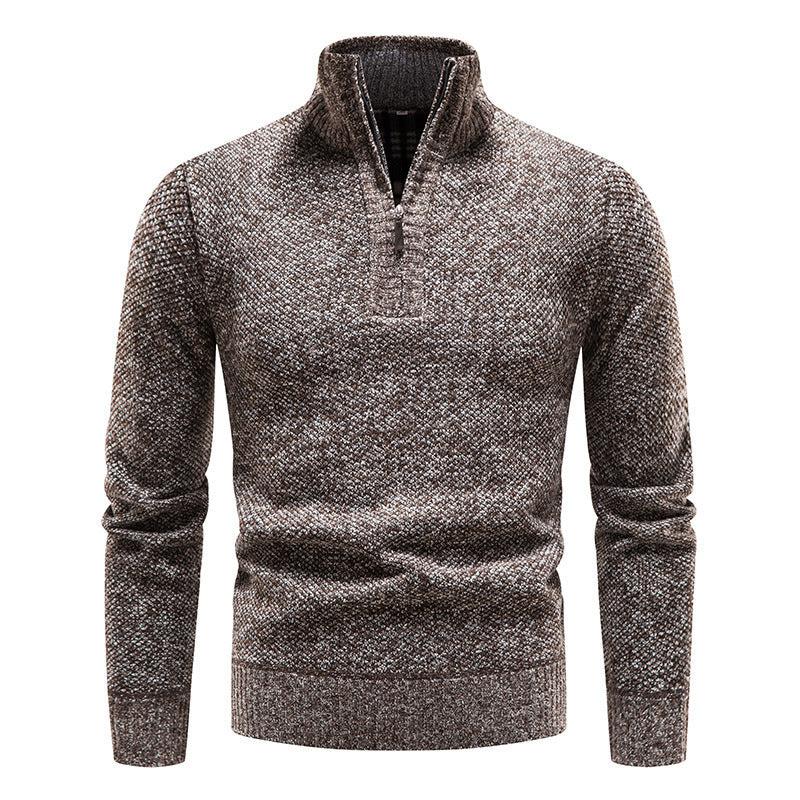Herren eleganter Strickpullover mit modernem Stehkragen und Reißverschluss EB