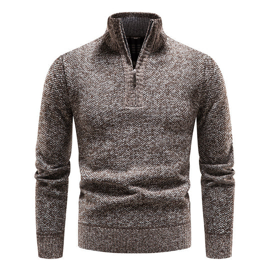 Herren eleganter Strickpullover mit modernem Stehkragen und Reißverschluss EB
