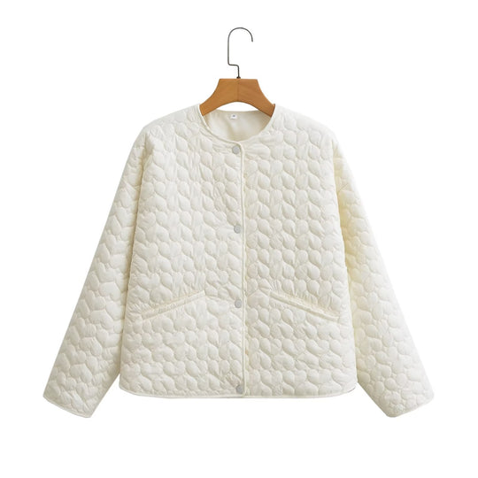 Damen gesteppte Übergangsjacke mit seitlichen Eingrifftaschen und modernem Design EB