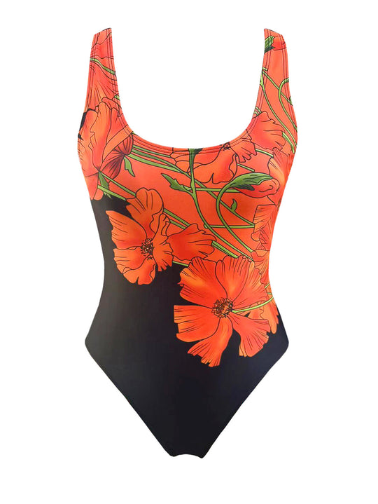 Damen Einteiler Badeanzug mit floralem Design EB