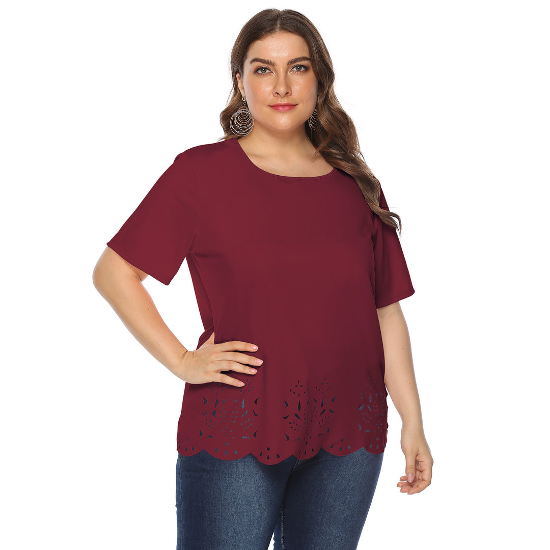 Damen luftiges Oberteil mit floralem Lochmuster EB