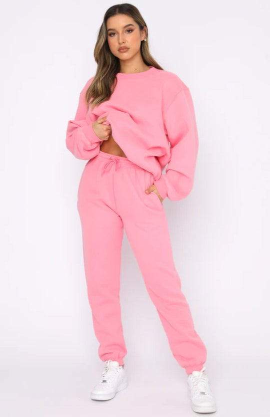 Damen nan zweiteiliges Cozy-Loungewear-Set mit Oversize-Rundhals und hochgeschnittener Jogginghose mit Kordelzug EB