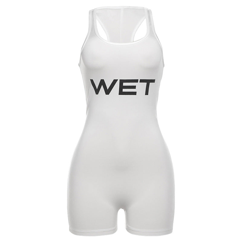 Damen Sportlicher Einteiler mit Racerback und auffälligem Logo EB