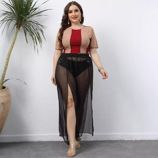 Damen transparenter Maxirock EB