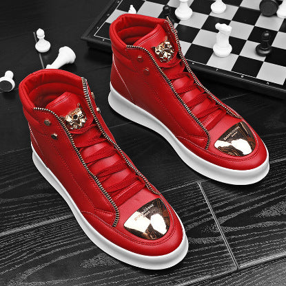Damen High-Top Sneakers mit goldenen Details und Reißverschluss von EB