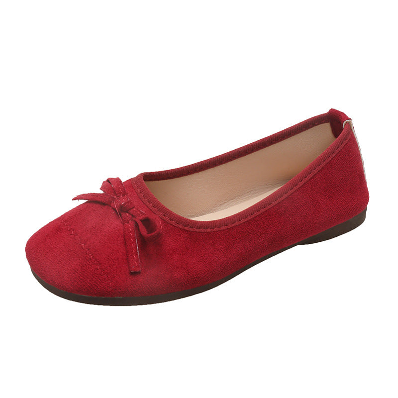 Damen Ballerina-Schuhe mit zierlichem Schleifenakzent und eleganter Oberfläche EB
