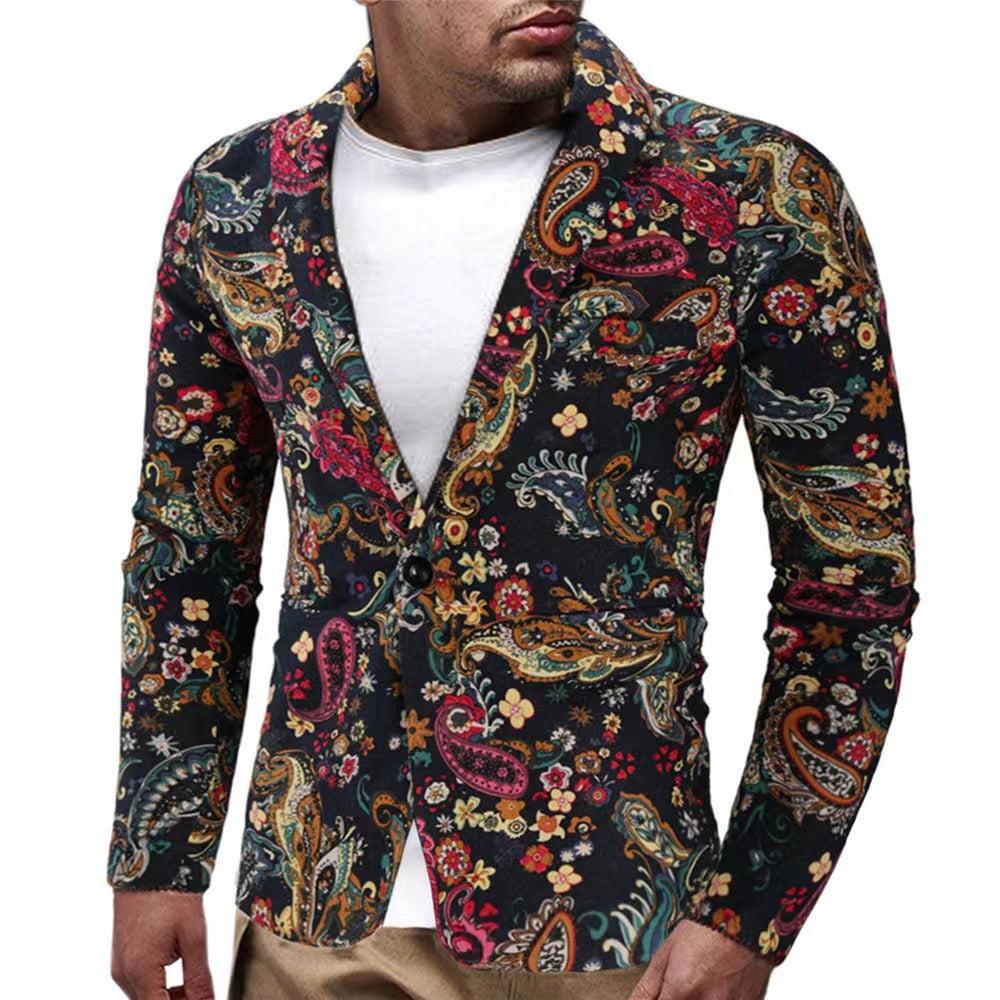 Herren modische Blazer mit buntem grafischem Design EB