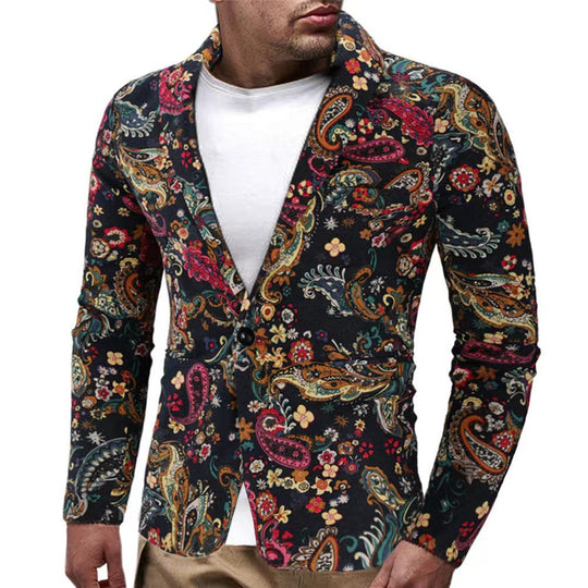 Herren modische Blazer mit buntem grafischem Design EB