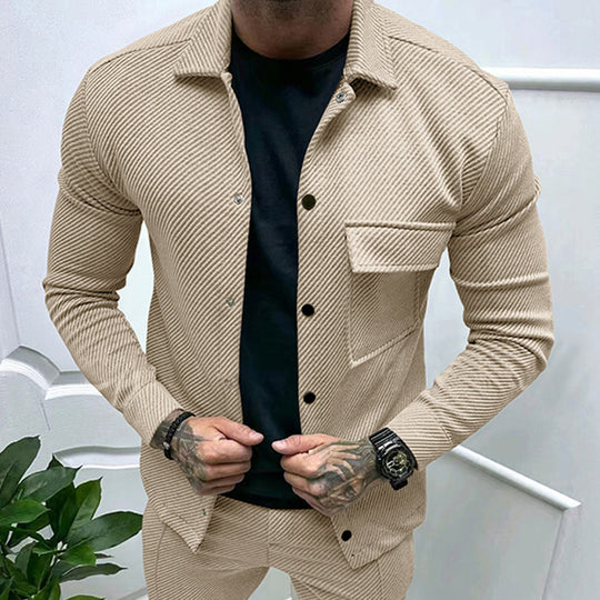 Herren modische Jacke mit strukturiertem Design und praktischen Taschen EB
