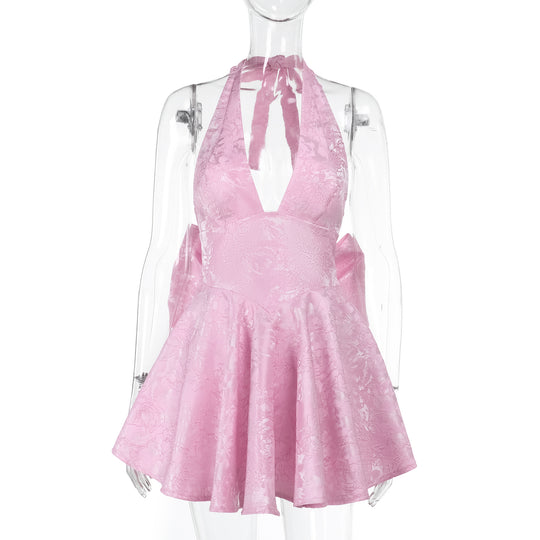 Damen Kleid mit tiefem V-Ausschnitt und ausgestelltem Rock EB
