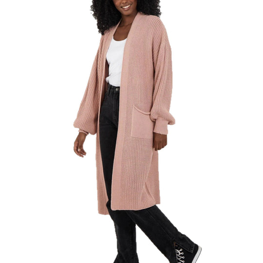 Damen Langstrickjacke mit lässigem Oversized-Schnitt und voluminösen Ärmeln EB