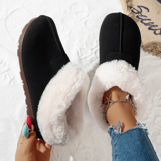 Damen Fuzzy Hausschuhe mit flauschigem Innenfutter EB