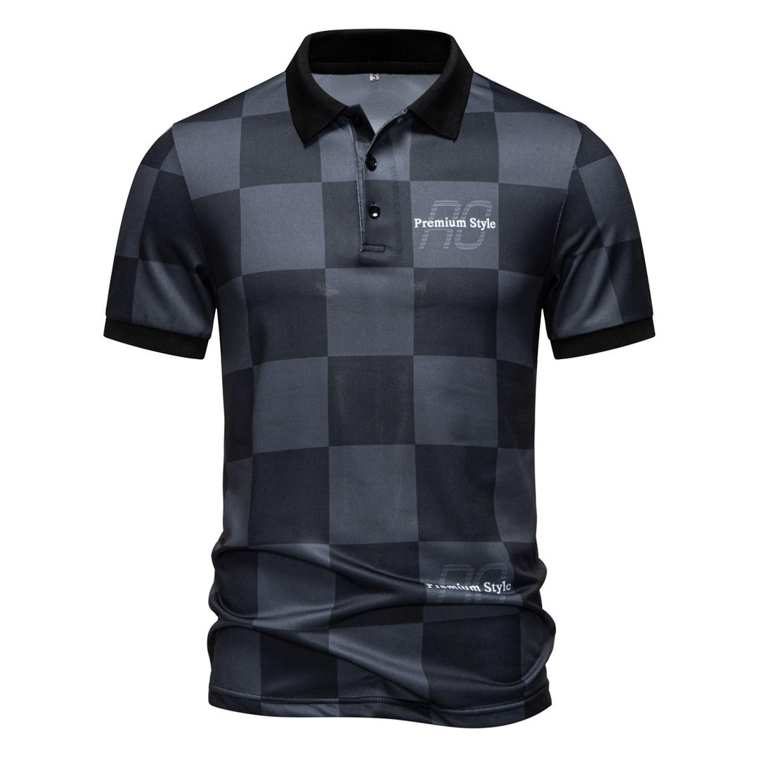 Herren Polo-Shirt mit kariertem Muster und modernem Kragen EB