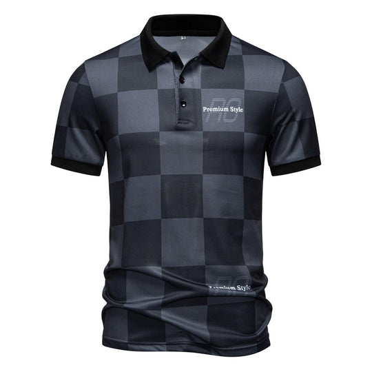 Herren Polo-Shirt mit kariertem Muster und modernem Kragen EB