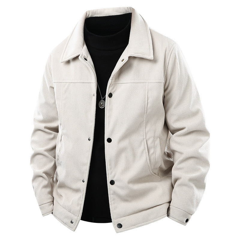 Herren Cordjacke im lässigen Worker-Style mit Druckknopfverschluss und seitlichen Eingrifftaschen EB