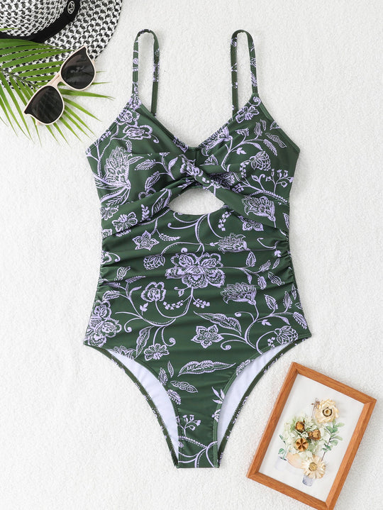Damen Einteiliger Badeanzug mit floralen Cut-Outs EB