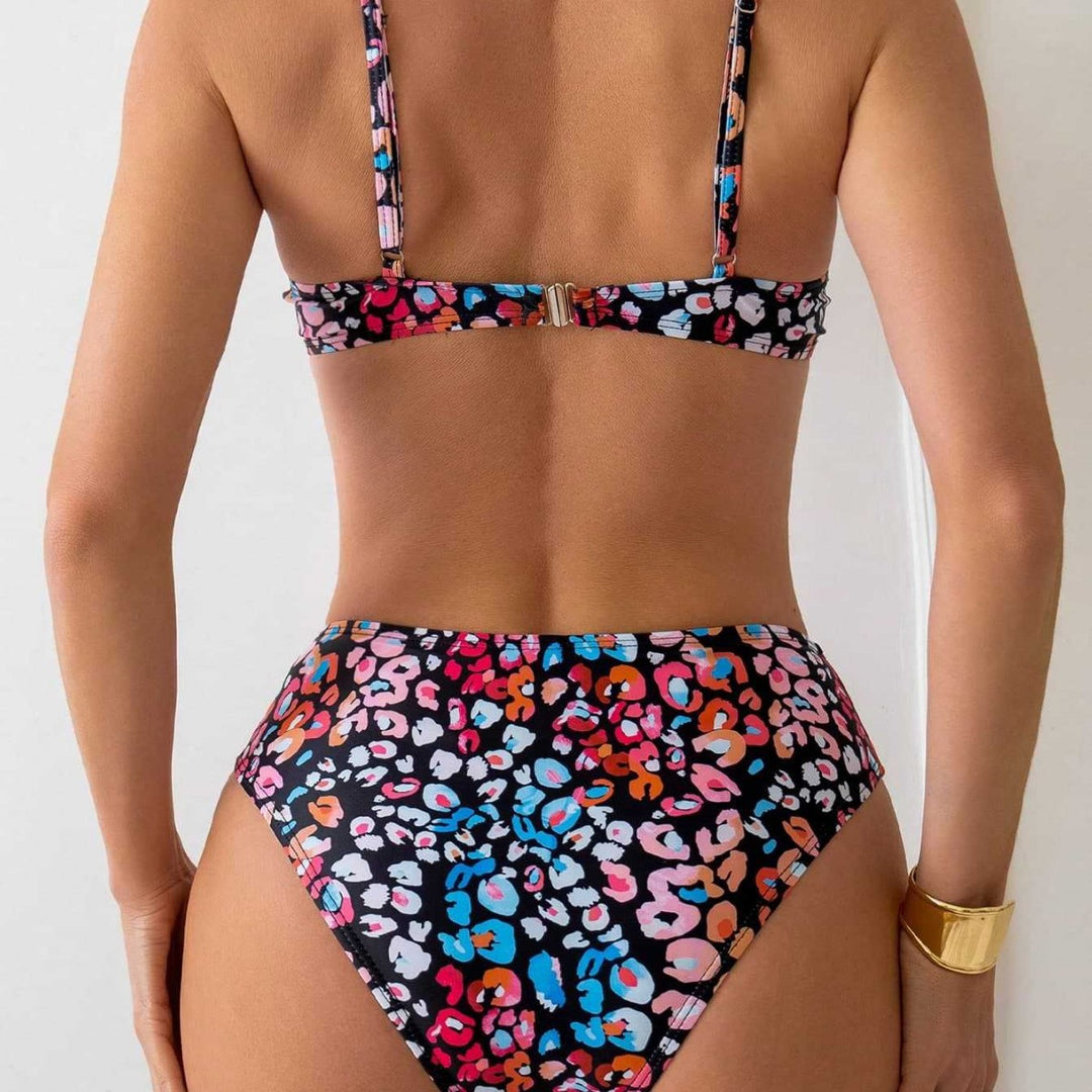 Damen Bikini-Set mit tierischem Mustermix EB