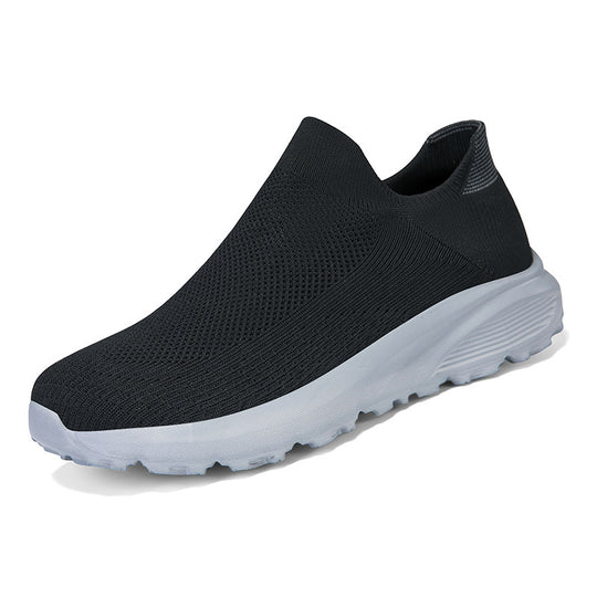 Unisex nan elastischer Strick-Schlupfschuh mit konturierter viskoelastischer Innensohle und rutschfester stoßdämpfender Laufsohle EB