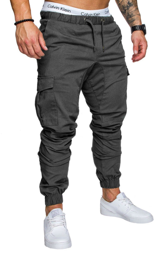 Herren nan taillierter Cargo-Jogger mit elastischem Bund, Kordelzug und aufgesetzten Taschen EB
