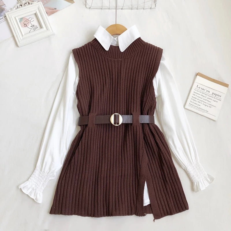Damen Strickkleid mit Gürtel EB