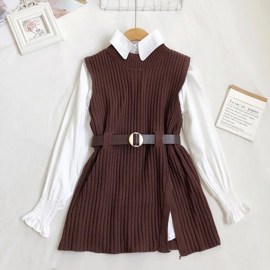 Damen Strickkleid mit Gürtel EB