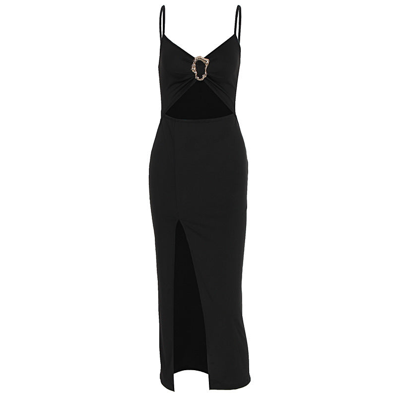 Damen Figurbetontes Maxikleid mit Cut-Outs und elegantem Gürtel EB