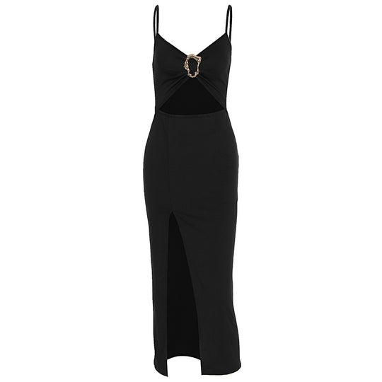 Damen Figurbetontes Maxikleid mit Cut-Outs und elegantem Gürtel EB