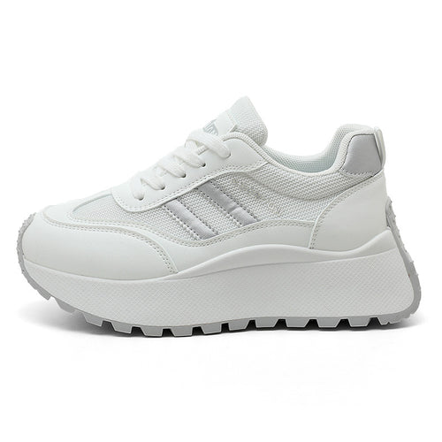 Damen modische Plateau-Sneaker mit atmungsaktivem Mesh und robuster Laufsohle EB