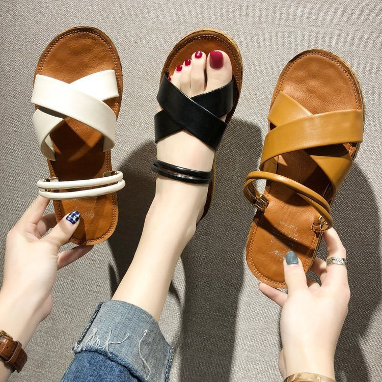 Damen komfortable und stilvolle Riemchensandalen mit geflochtenem Design EB