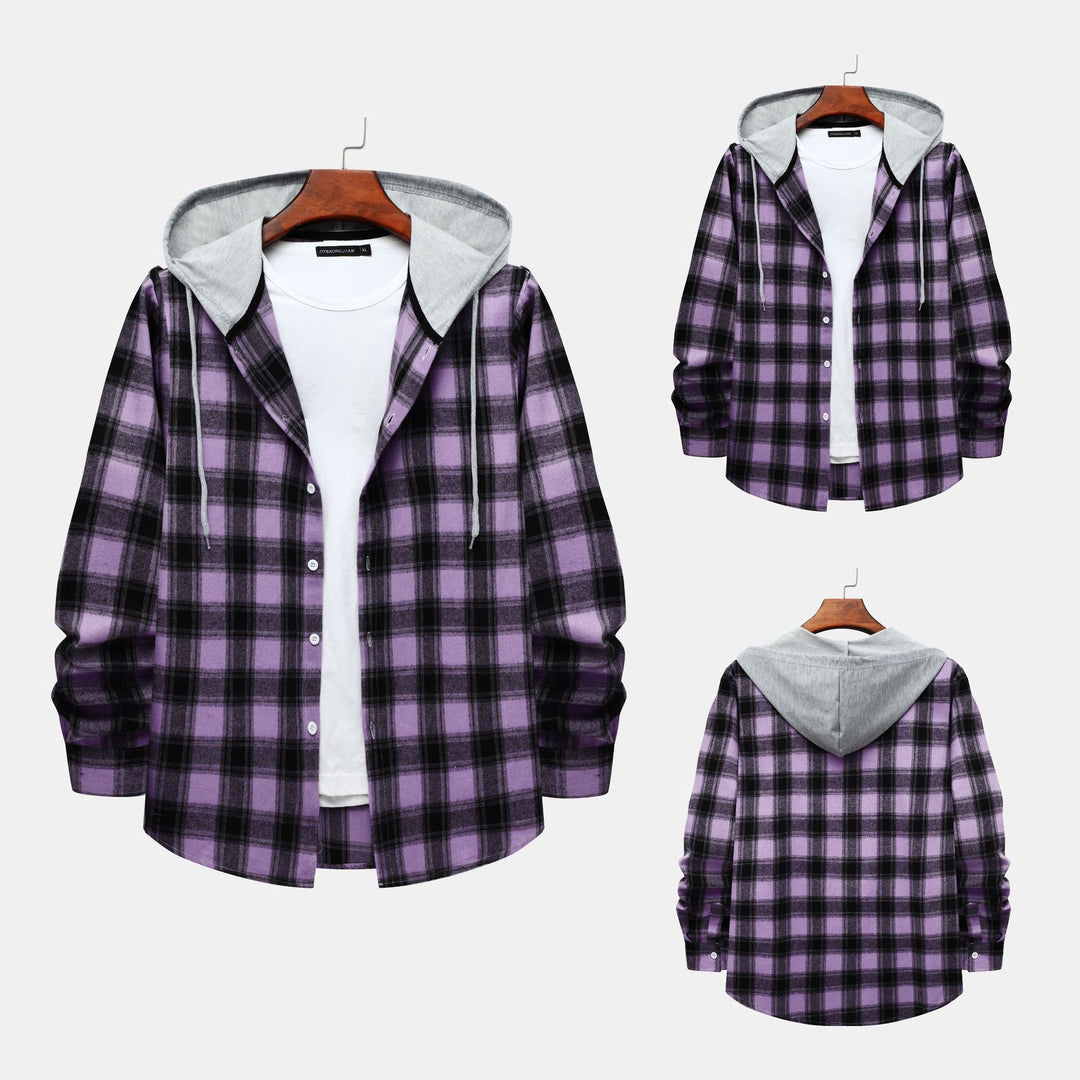 Damen Flanellhemd mit integrierter Kapuze und kariertem Design EB