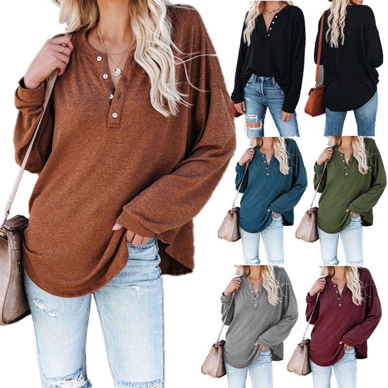 Damen Langarmshirt mit Knopfdetail und lässigem Schnitt EB