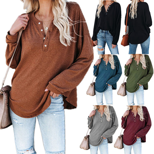 Damen Langarmshirt mit Knopfdetail und lässigem Schnitt EB