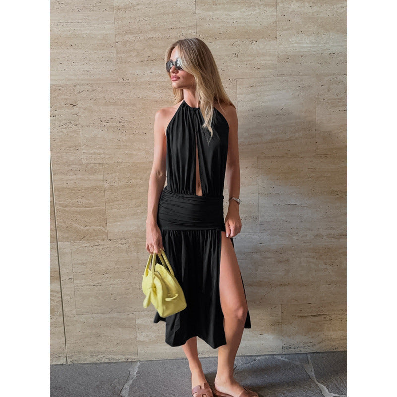 Damen Wickelkleid mit modischem Schnitt und elegantem V-Ausschnitt EB