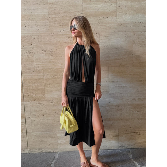 Damen Wickelkleid mit modischem Schnitt und elegantem V-Ausschnitt EB