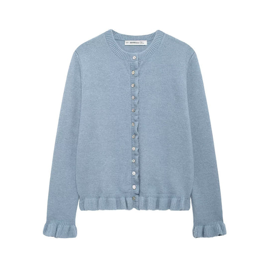 Damen elegante Strickjacke mit dekorativen Knöpfen EB