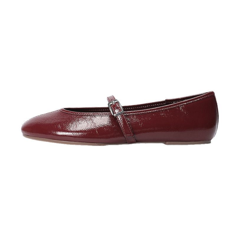 Damen Ballerinas mit elegantem Riemchenverschluss und glänzendem Obermaterial EB