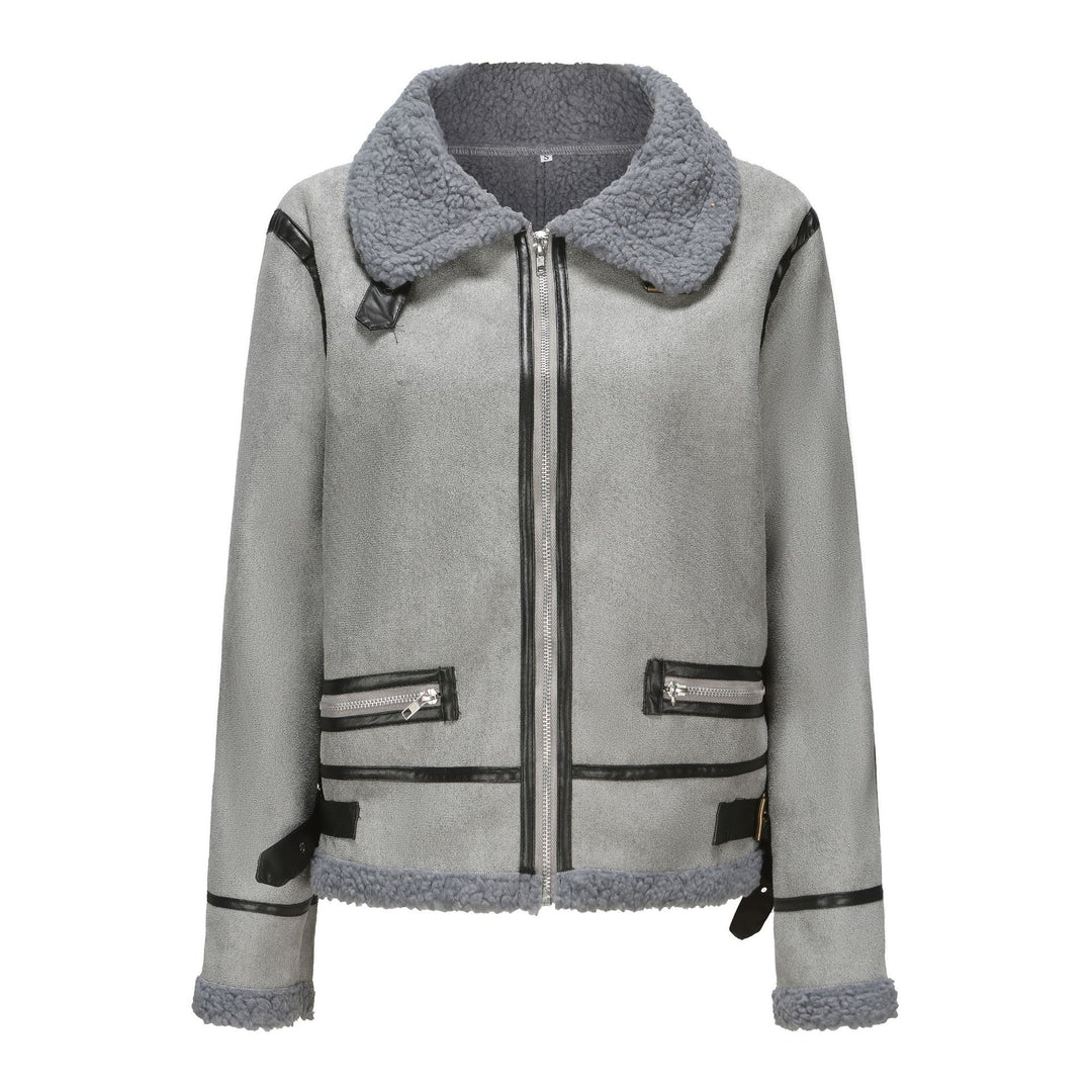 Damen trendige Faux-Fur-Jacke mit lässigem Schnitt und praktischen Taschen EB