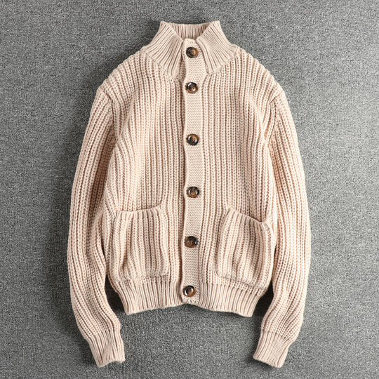 Damen Strickjacke mit großen Taschen und Knopfverschluss EB