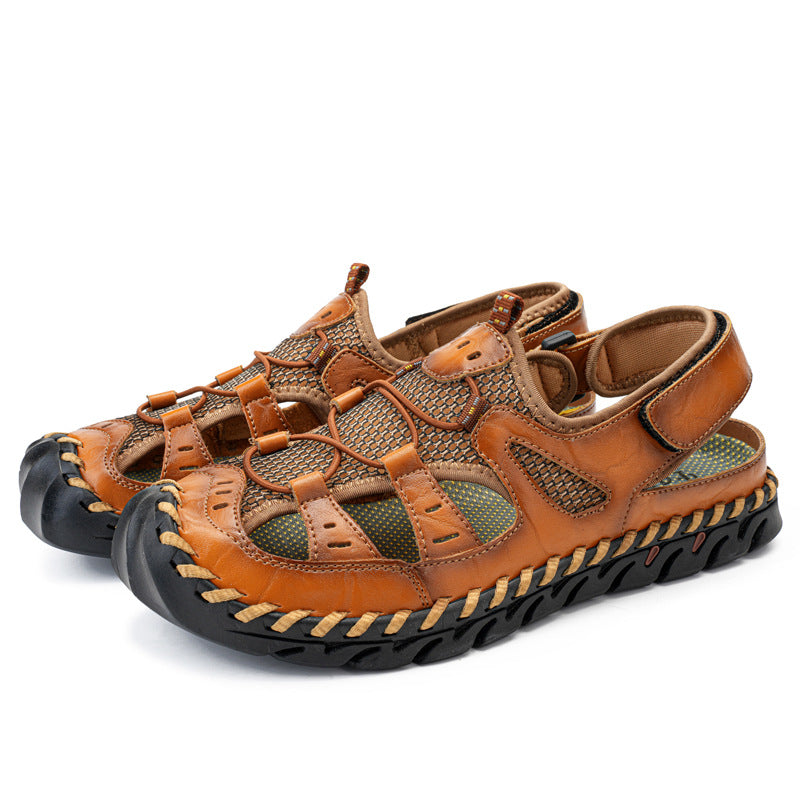Damen Sportliche Leder-Sandalen mit atmungsaktiven Einsätzen und rutschfester Sohle EB