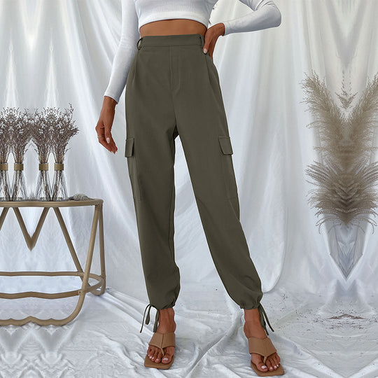 Damen Cargo-Hose mit verstellbarem Bund und seitlichen Taschen EB