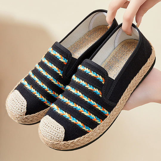 Damen Bequeme und modische Espadrilles mit flexibler Gummisohle EB