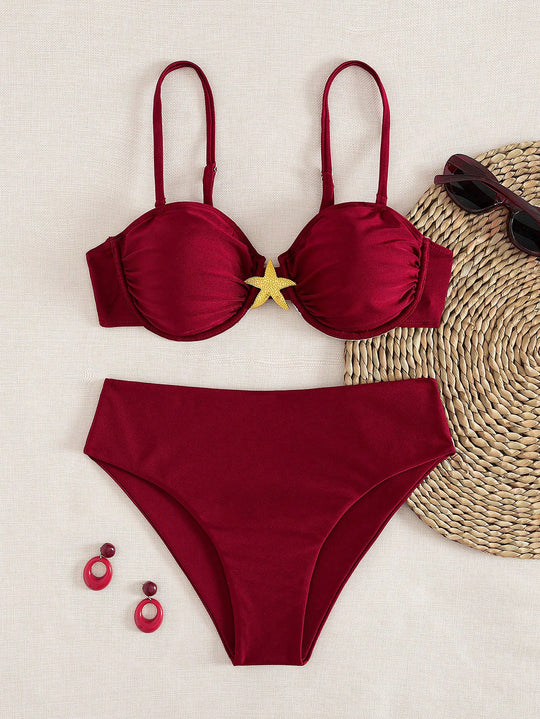 Damen Bikini-Set mit elegantem Push-Up-Oberteil und hohem Taillenunterteil EB