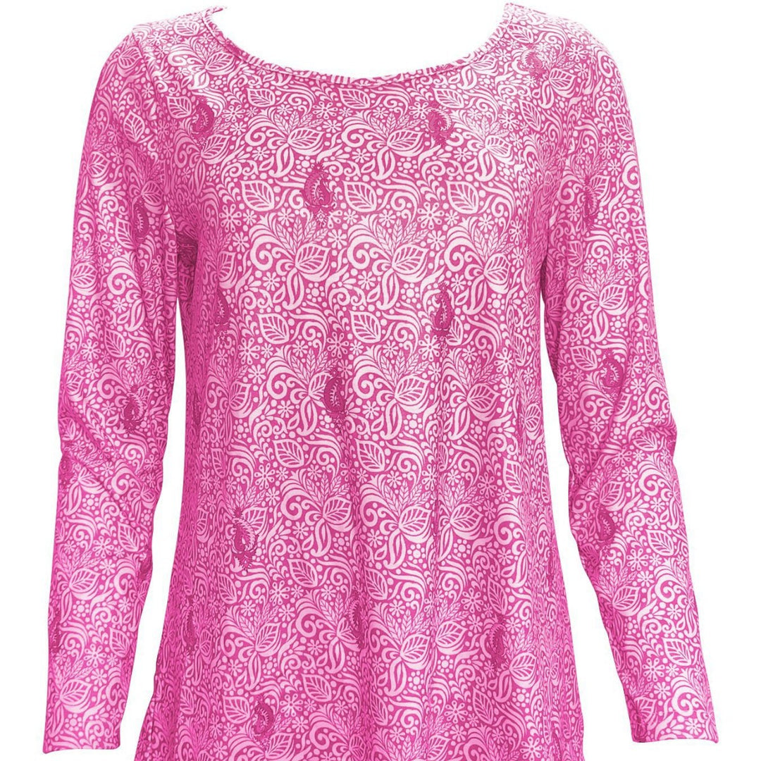 Damen Einfache Langarmbluse mit floralem Design und runder Ausschnitt EB