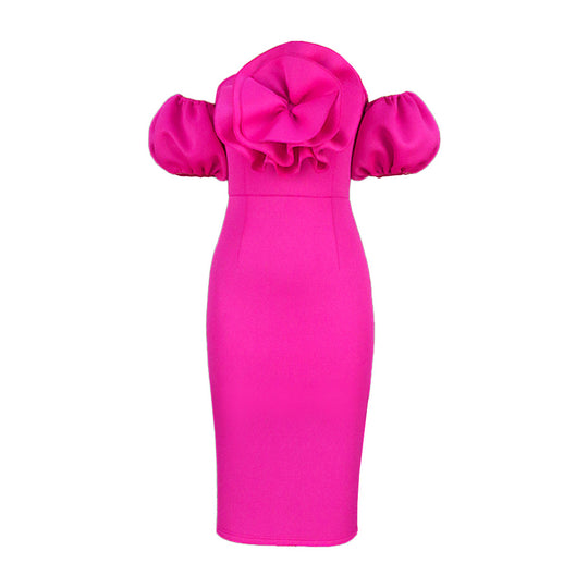 Damen figurbetontes Kleid mit voluminösem Oberteil EB