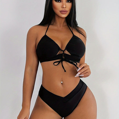 Damen Triangel-Bikini mit verstellbarem Rücken und modischem Cut-Out EB