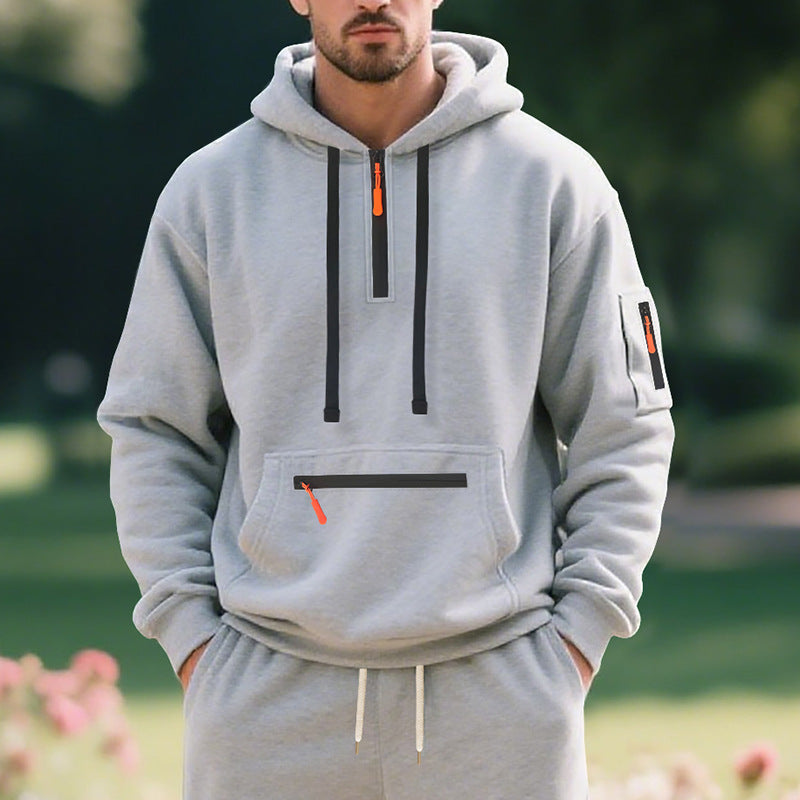Herren funktionaler Kapuzenpullover mit Reißverschluss und seitlichen Taschen EB