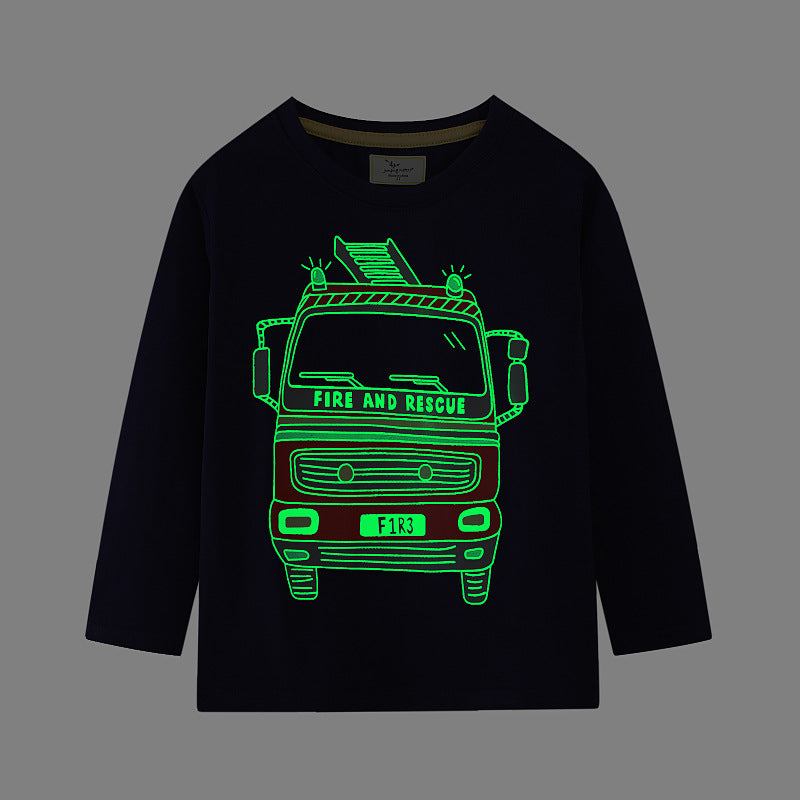 Jungen Langarmshirt mit leuchtendem Feuerwehr-Motiv EB