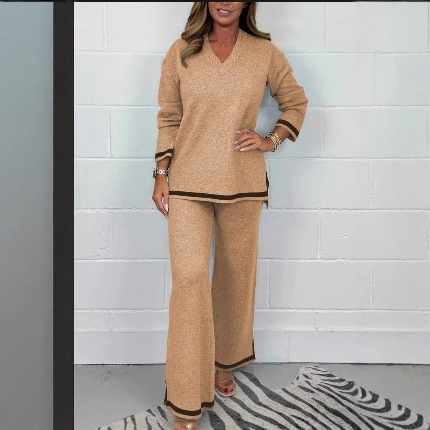 Damen Lässiges Strick-Set mit weitem Schnitt und eleganten Kontrasten EB